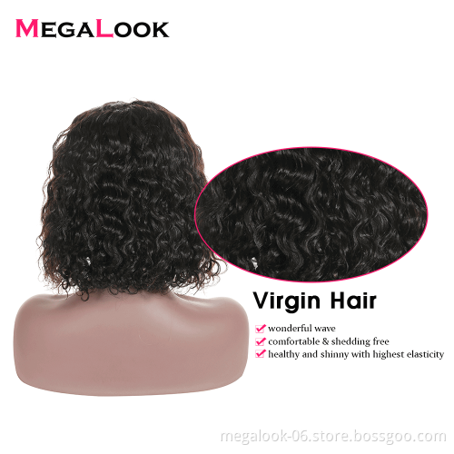 Wholesale Pre Plucked Custom Style Short 13X6 Lace Front Water Curly Wave Frontal Bob Wig